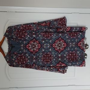 White House Black Market, XL, dusky blue and burgandy